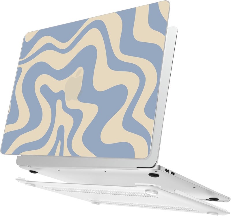 AKIT Compatible with MacBook Air 13 Inch Case 2022-2020 2019 2018 M1 A2337 A2179 A1932, Uniqu Pattern Laptop Hard Shell Case+Screen Protector+Keyboard Cover for MacBook Air 13.3 Inch 2020, Blue Wave - Image 4